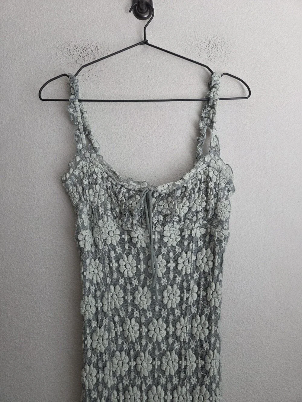 Free People Lucinda Lace Midi Dress in Greyed Olive size M NWT